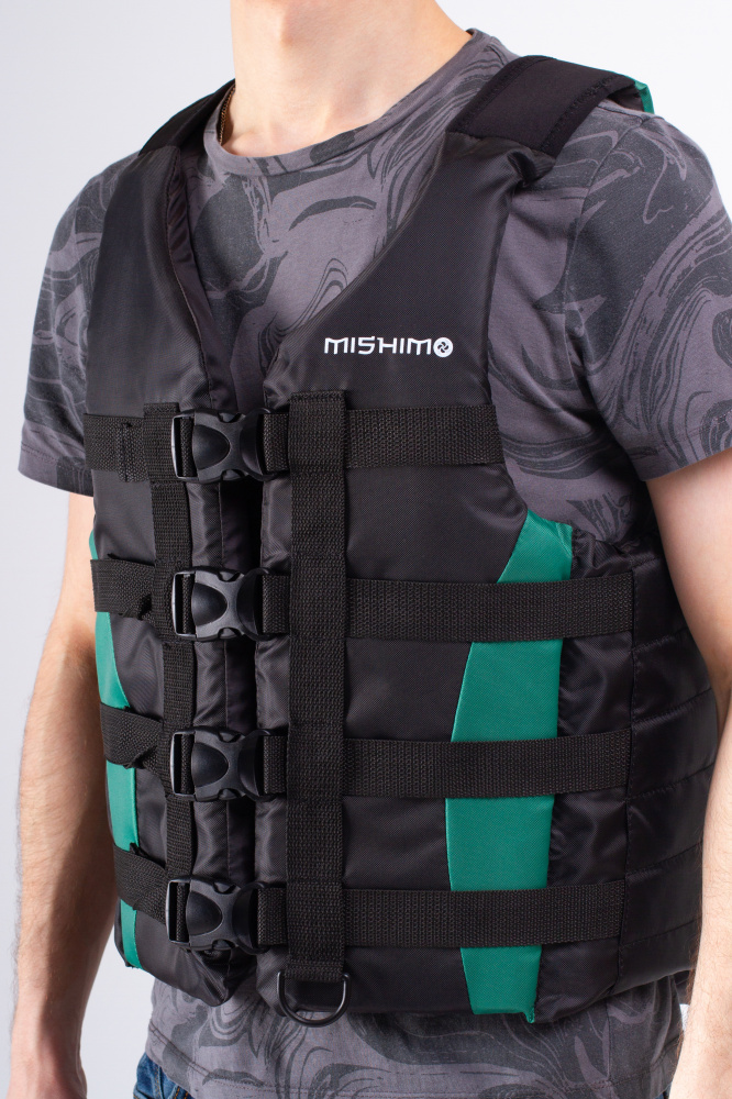 Жилет спасательный MISHIMO PRO Премиум качества Черно-зеленый в Нефтекамске