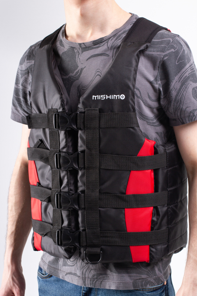 Жилет спасательный MISHIMO PRO Премиум качества Черно-красный в Нефтекамске