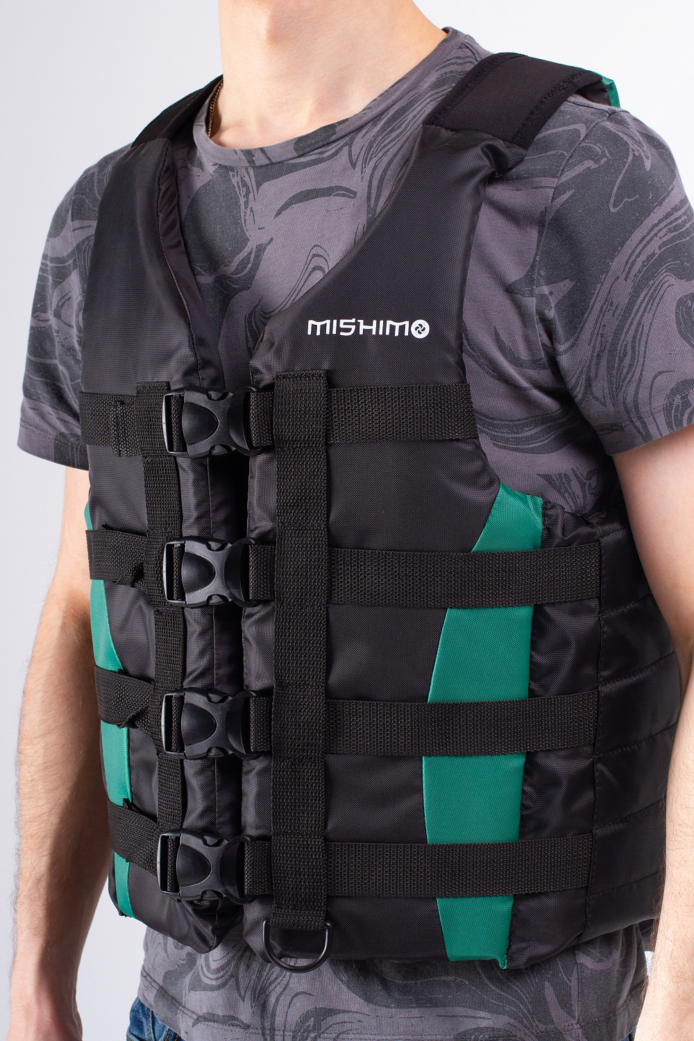 Жилет спасательный MISHIMO PRO Премиум качества Черно-зеленый в Нефтекамске